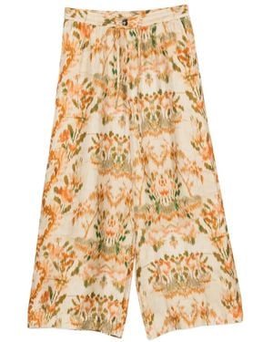 Pierre Louis Mascia Ikat-Print Drawstring-Fastening Palazzo Pants - Metallic