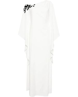 Marchesa Robe À Fleurs Brodées - Blanc