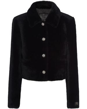 Prada Cropped Shearling Jacket - Black