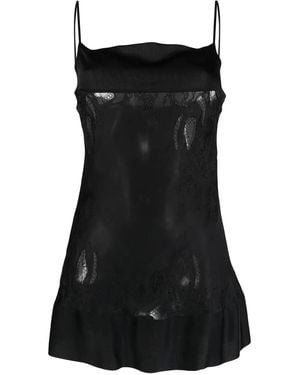 Carine Gilson Slip dress con paneles de encaje - Negro