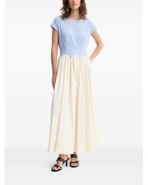 Never Fully Dressed Striped Embellished Maxi Dress - Blue
