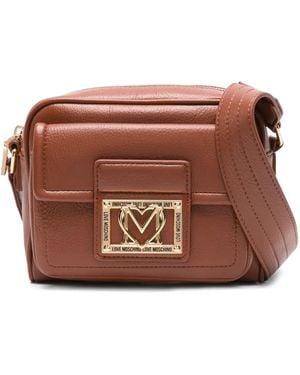 Love Moschino Logo-Plaque Cross Body Bag - Brown