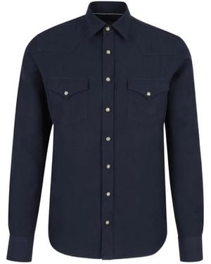 Canali Buttoned Western Shirt - Blue
