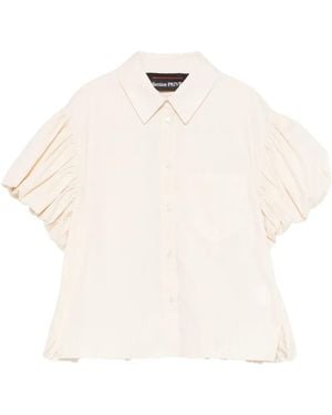 Collection Privée Camisa Con Manga Fruncida - Blanco