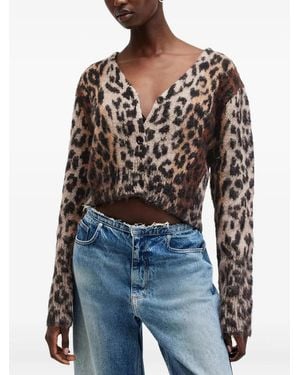 AllSaints Wick Lex Cardigan mit Leoparden-Print - Blau