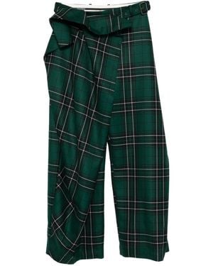 JW Anderson Pantalones Con Detalle Plegable - Verde