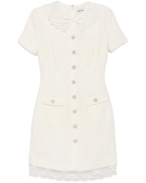 Self-Portrait Bouclé Mini Dress - White