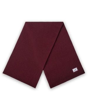 C.P. Company Ribbed-Knit Logo-Patch Scarf - Purple
