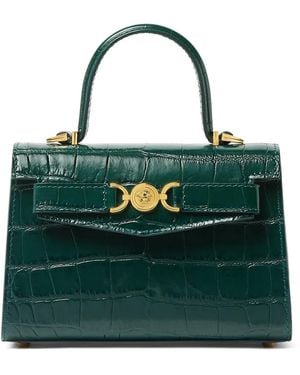 Versace Medusa 95' Small Croc-Effect Top-Handle Bag - Green