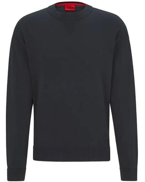 HUGO Swart Crew-Neck Long-Sleeve Sweatshirt - Bleu