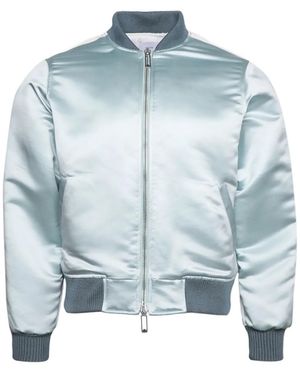 Rhude Logo-Embroidered Satin Bomber Jacket - Blue