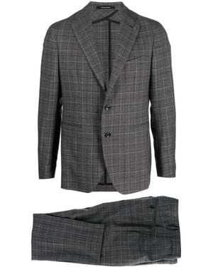 Tagliatore Plaid-Check Pattern Single-Breasted Suit - Grey