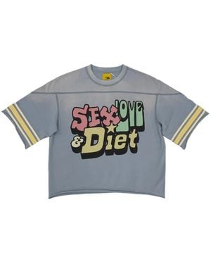 DIET STARTS MONDAY Sl&D Graphic-Print Striped-Sleeve T-Shirt - Grey