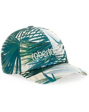 Roberto Cavalli Palm-Print Embroidered-Logo Baseball Cap - Green