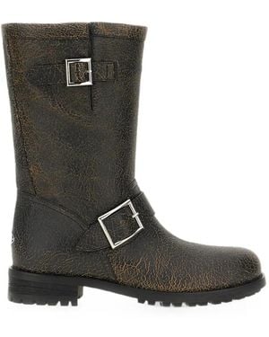 Jimmy Choo Biker Mid Buckle-Strap Boots - Black