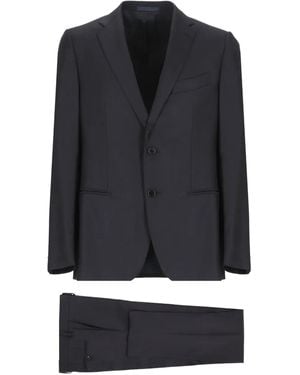 Caruso Wool Single-Breasted Suit - Black