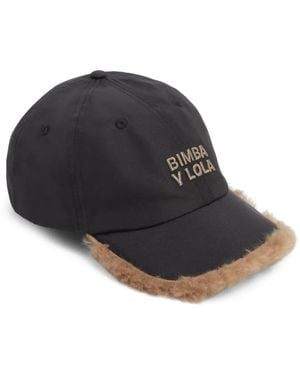 Bimba Y Lola Nylon And Fur Cap - Black