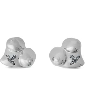 Vivienne Westwood Mimosa Logo-Engraved Earrings - Metallic