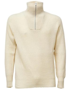 Amaranto Pull Côtelé À Col Zippé - Blanc