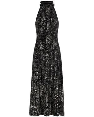 Elie Saab Neckholder-Midikleid Mit Unregelmäßigen Punkten - Schwarz