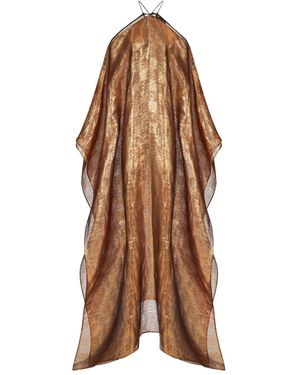 Taller Marmo Metallic Tassel Dress - Brown