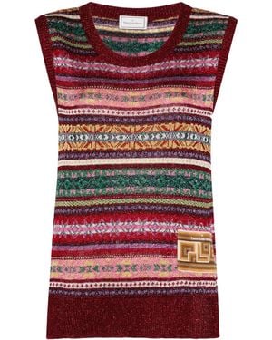 Pierre Louis Mascia Striped Tricot Top - Red