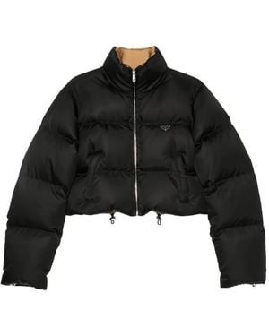 Prada Re-Nylon Cropped Puffer Jacket - Black