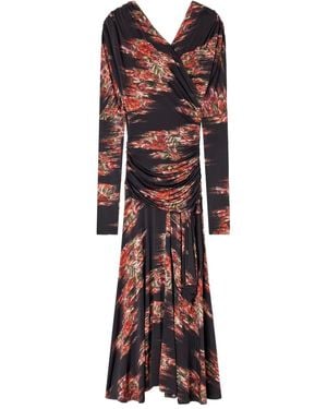Ganni Jersey Ruched Long Dress - Red