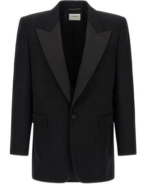 Saint Laurent Peak-Lapel Single-Breasted Blazer - Black