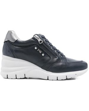 Nero Giardini Zip Leather Trainers - Blue