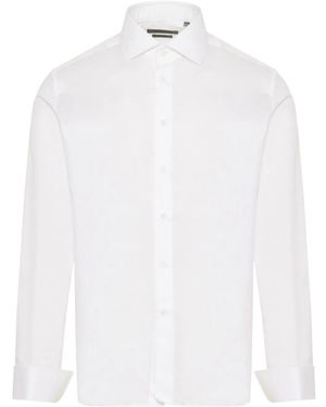 Corneliani Curved Hem Button-Up Shirt - White