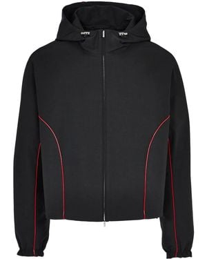 Ferragamo Tech Cotton Blouson Jacket With Contrast Piping - Black