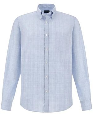Paul & Shark Prince Of Wales Cotton Shirt - Blue