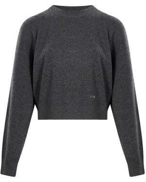 Victoria Beckham Pullover Mit Logo-Plakette Und Überschnittenen Schultern - Grau