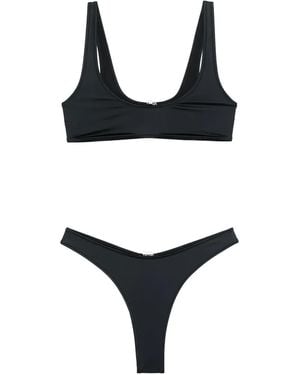 VENUJA Plunge-Neck Bikini Set - Black