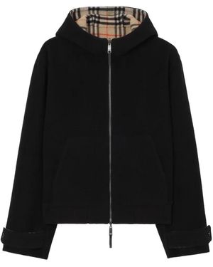 Burberry Reversible Wool Hooded Jacket - Black