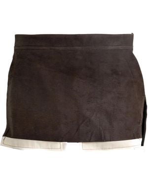 Rick Owens バックジップ スエードスカート - ブラウン