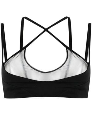 The Attico Top Mit Netzeinsatz - Schwarz