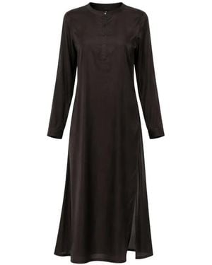 Dosa Long-Sleeve Button-Placket Dress - Black