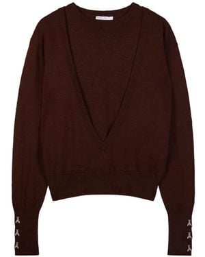 Patrizia Pepe Layered-Effect Fly-Detail Jumper - Brown