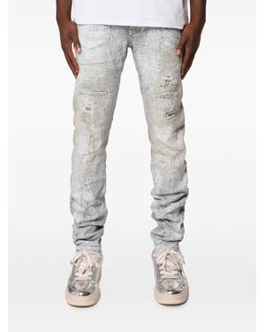 Purple Brand Distressed Snake-Print Jeans - Gray