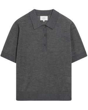 Loulou de Saison Short-Sleeved Cashmere Polo Top - Grey