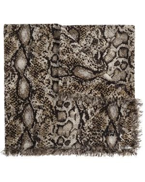 Isabel Marant Snakeskin-print fringed scarf - Negro