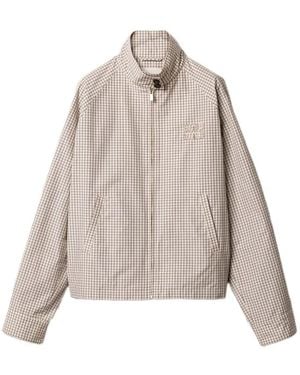 Miu Miu Check-Pattern Oversized Jacket - Natural