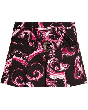 Versace Jeans Couture Minigonna Con Stampa Astratta - Rosso