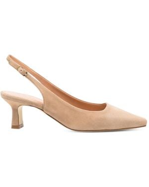 Julie Dee Slingback Heeled Court Shoes - Natural