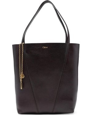 Chloé Spin Charm-Detail Tote Bag - Black