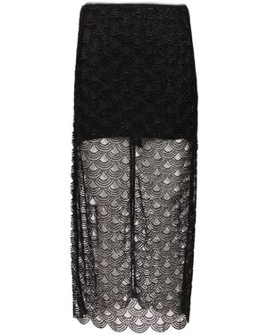 ROTATE BIRGER CHRISTENSEN Sequin-Embellished Scalloped-Hem Skirt - Black
