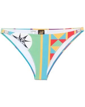 Loewe X Paula Ibiza Bikinihöschen Mit Geometrischem Print - Blau