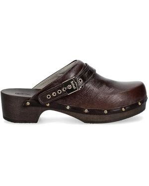Scholl Studded Buckle Clogs - Brown